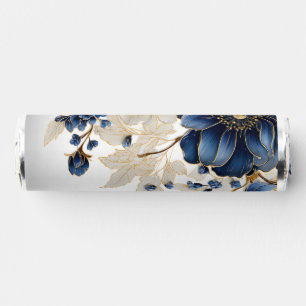Wedding Navy Blue White Golden Floral Silver Breath Savers® Mints