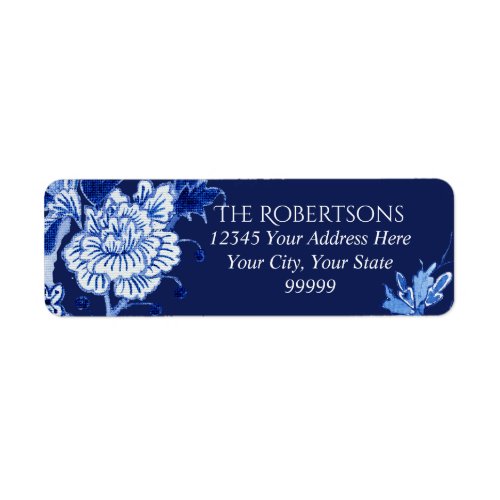 Wedding Navy Chinoiserie Floral  Return Address Label