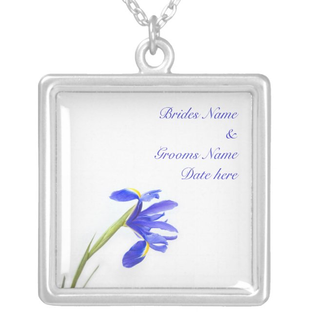 Wedding Necklace - Purple Iris Flower (Front)