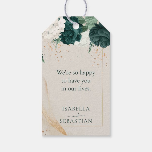 Wedding Neutral Cream Lavender Touch Emerald Green Gift Tags