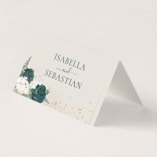 Wedding Neutral Cream QR Emerald Green Rose Floral