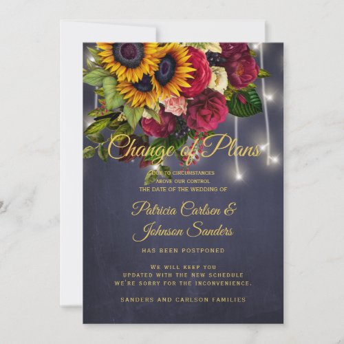 Wedding new date Sunflower and roses announcement