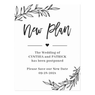 Wedding New Plan Save the New Date Postponed Postcard