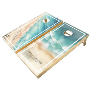 Wedding new Wed Monogram Ocean beach Cornhole Set
