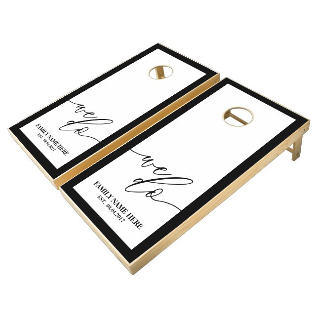 Wedding New Weds We do Modern Bridal Cornhole Set (Angled)