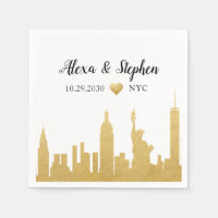 Wedding New York City Heart NYC Skyline Gold