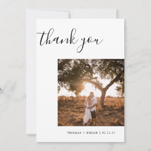 Wedding newly married three photo guests thank you card