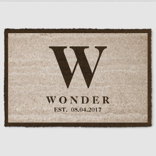 Wedding Newly Wed Monogram Fiber Doormat