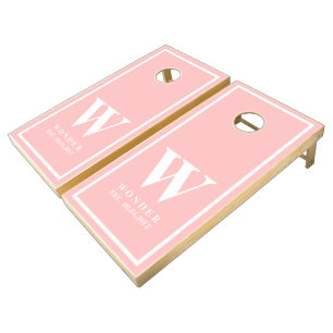 Wedding Newly Wed Monogram pink special Cornhole Set