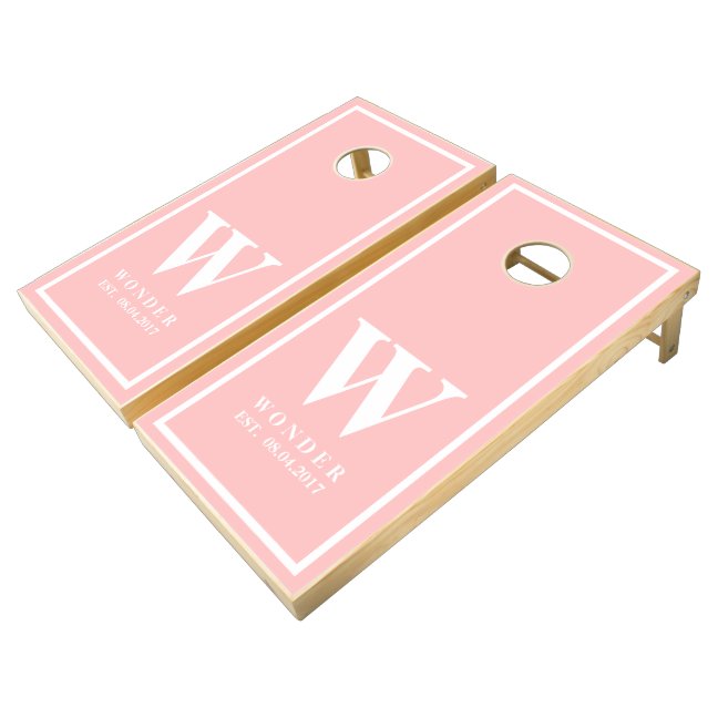 Wedding Newly Wed Monogram pink special Cornhole Set