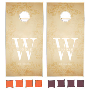 Wedding Newly Wed Monogram Rustic Holiday Cornhole Set