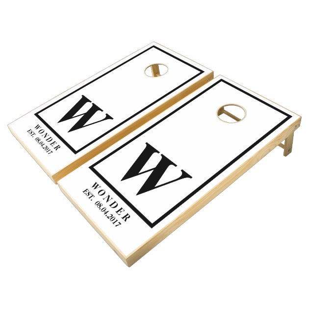 Wedding Newly Wed Monogram simple fun Cornhole Set
