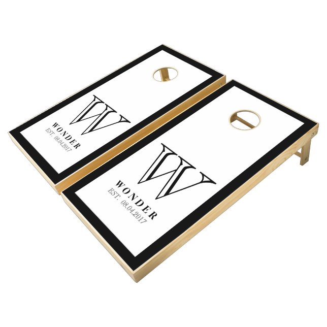 Wedding Newly Wed Simple Minimalist Cornhole Set (Angled)