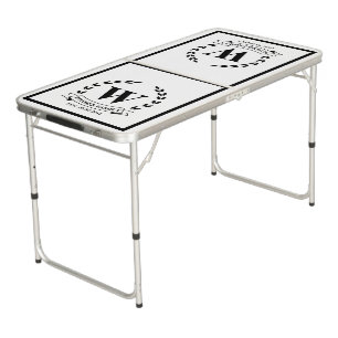 Wedding Newly Weds Game Monogrammed Beer Pong Table