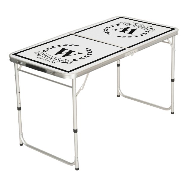 Wedding Newly Weds Game Monogrammed Beer Pong Table