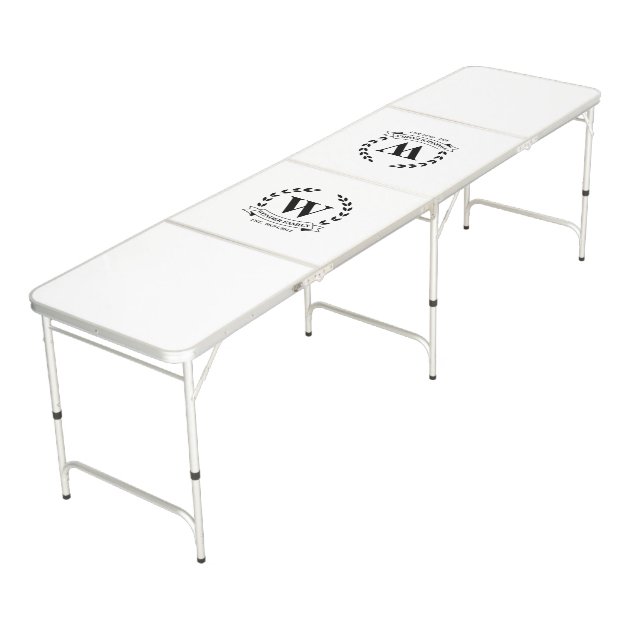 Wedding Newly Weds Stylish Logo Monogram Beer Pong Table