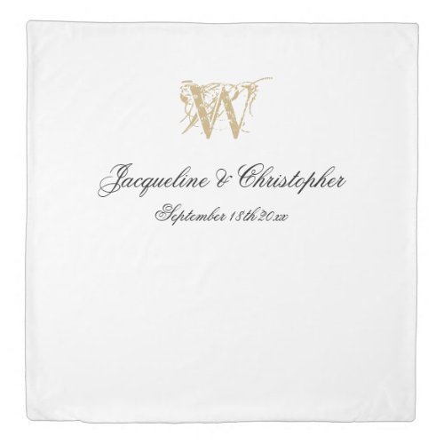 Wedding Newlywed Gift White Gold Monogram Wedding 
