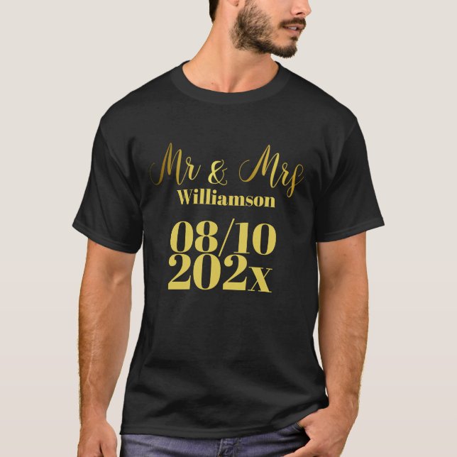 Wedding Newlywed Mr & Mrs T-Shirt (Front)
