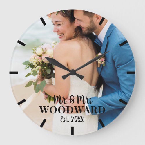 Wedding Newlywed Photo Acrylic Wall Clock