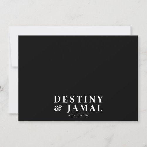 Wedding Newlyweds Couple White Typography On Black Note Card