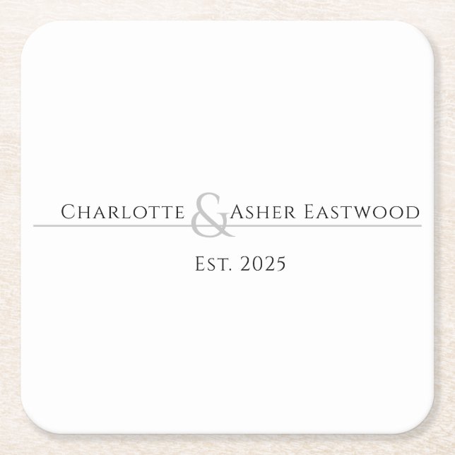 Wedding Newlyweds  Square Paper Coaster (Front)