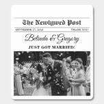 Wedding Newspaper Fun Black & White Photo Favor<br><div class="desc">A fun newspaper style wedding design. This newspaper wedding theme has been designed to mimic a traditional newspaper with customized headlines, text and black and white photos. This newspaper template will automatically change your uploaded photos into black and white, so need to change them. A unique newspaper style wedding design...</div>