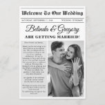 Wedding Newspaper Fun Black White Photo Itinerary Program<br><div class="desc">A fun newspaper style wedding design. This newspaper wedding theme has been designed to mimic a traditional newspaper with customized headlines, text and black and white photos. This newspaper template will automatically change your uploaded photos into black and white, so need to change them. A unique newspaper style wedding design...</div>