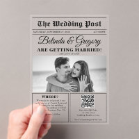 Wedding Newspaper Fun Black & White Photo Wedding 