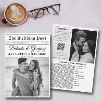 Wedding Newspaper Fun Black & White Photo Wedding