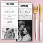 Wedding Newspaper Fun Black & White Photo Wedding  Menu<br><div class="desc">A fun newspaper style wedding design. This newspaper wedding theme has been designed to mimic a traditional newspaper with customized headlines, text and black and white photos. This newspaper template will automatically change your uploaded photos into black and white, so need to change them. A unique newspaper style wedding design...</div>