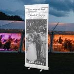 Wedding Newspaper Fun Black &amp; White Photo Welcome Retractable Banner at Zazzle