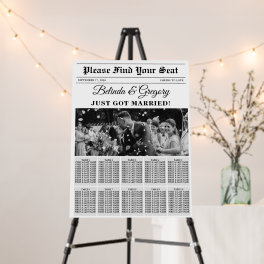 Wedding Newspaper Fun Photo Seating Chart Foam Board