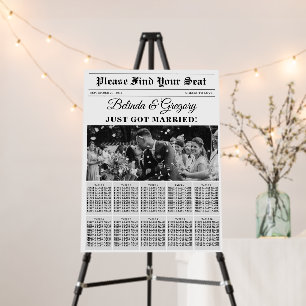 Wedding Newspaper Fun Photo Seating Chart Foam Board