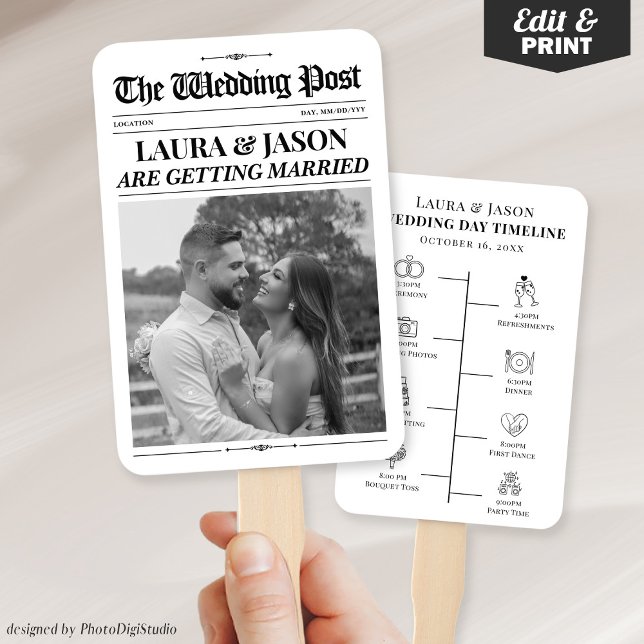 Wedding Newspaper Hand Fans, Wedding Program Fans (Wedding Newspaper Hand Fans, Wedding Program Fans)