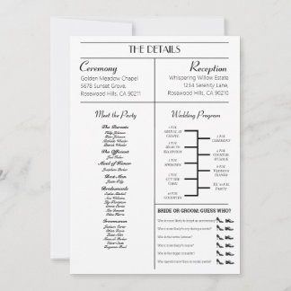 Wedding Newspaper Invitation with Program