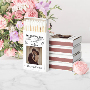 Wedding Newspaper Minimalist Party Favor Matchboxes