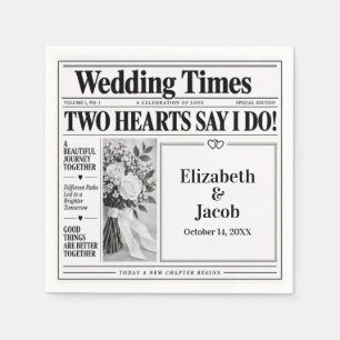 Wedding Newspaper Print Napkins