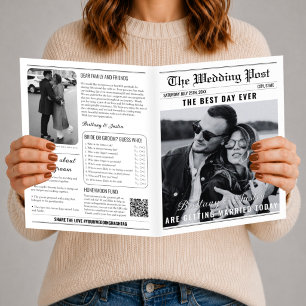 Wedding Newspaper Program Classic Black & White 