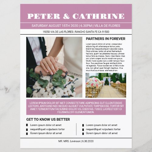 Wedding Newspaper Program Template