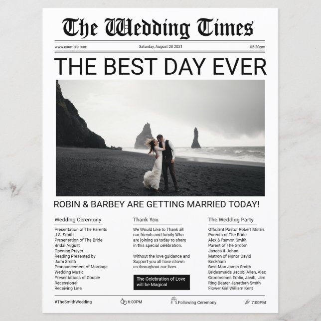 Wedding Newspaper Template (Front)