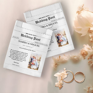 Wedding Newspaper Thank You Photo Elegant Classic Favor Bag