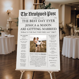 Wedding Newspaper Welcome Sign Foam Board