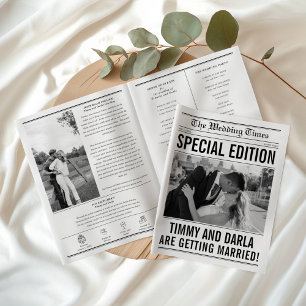 Wedding Newspaper with Word Search, Large Folded Brochure