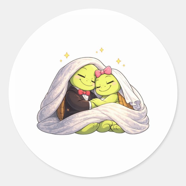 Wedding Night Cuddle Classic Round Sticker (Front)