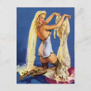 Wedding Night Pin Up Postcard