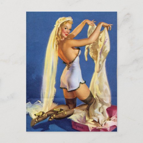 Wedding Night Pin Up Postcard