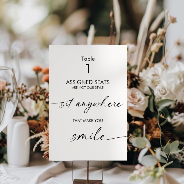 Wedding No Assigned Seats, Sit Anywhere Sign Table Number (Creator Uploaded)