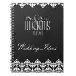 Wedding Notebook Custom Damask Black