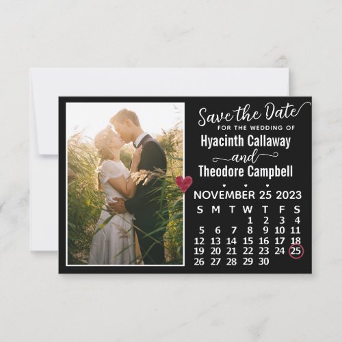 Wedding November 2023 Calendar Custom Photo Black Save The Date
