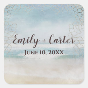 Wedding Ocean Beach With Net Square Sticker